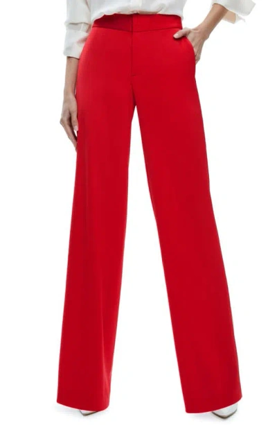 Alice And Olivia Calvin High Waist Wide Leg Trousers In Bright Ruby