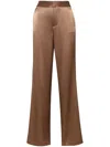 Alice And Olivia Calvin Satin-finish Trousers In Brown