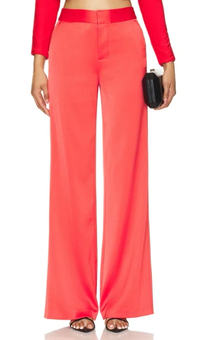 Alice And Olivia Calvin Wide Leg Trouser In Bright Ruby