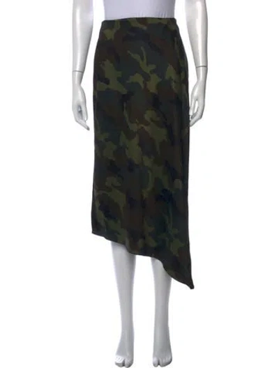 Pre-owned Alice And Olivia Camouflage Print Midi Length Skirt In Black