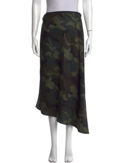 Pre-owned Alice And Olivia Camouflage Print Midi Length Skirt In Green