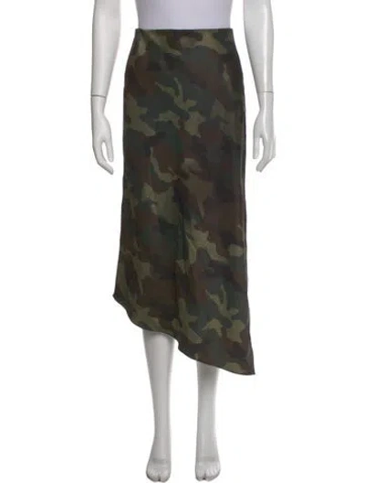 Pre-owned Alice And Olivia Camouflage Print Midi Length Skirt In Green