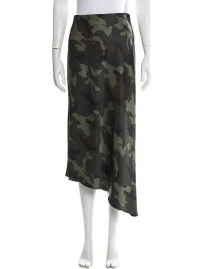 Pre-owned Alice And Olivia Camouflage Print Midi Length Skirt In Green