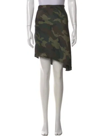 Pre-owned Alice And Olivia Camouflage Print Mini Skirt In Green