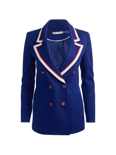Alice And Olivia Campbell Double Breasted Blazer In Twilight Blue