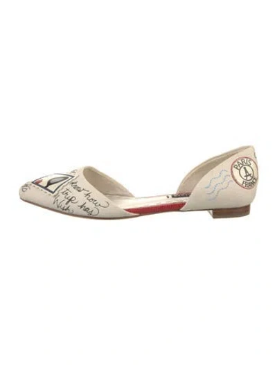 Pre-owned Alice And Olivia Canvas Graphic Print D'orsay Flats In Neutrals