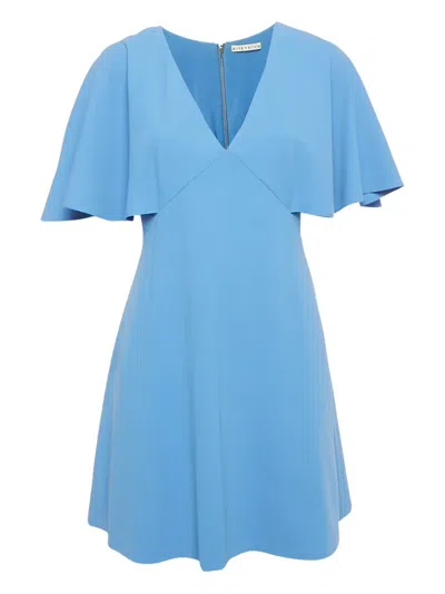 Pre-owned Alice And Olivia Cape-sleeves Mini Dress In Blue
