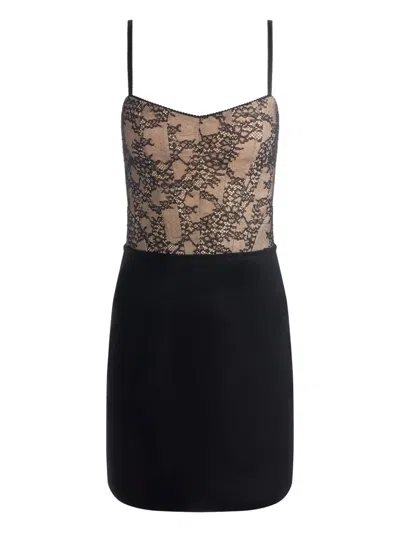 Alice And Olivia Carla Lace-corset Mini Dress In Black