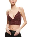 Alice And Olivia Carli Embellished Mesh Bra Top In Red