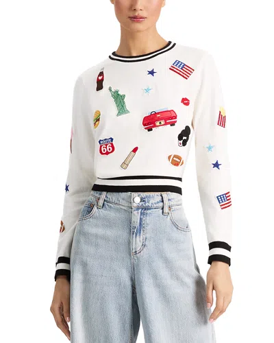 Alice And Olivia Carolann Americana Sweater In Multi