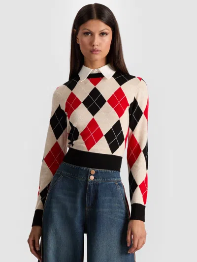 Alice And Olivia Argyle-pattern Sweater In Multi