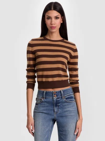 Alice And Olivia Carolann Cashmere Shrunken Pullover In Brown