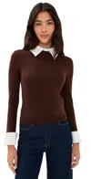 Alice And Olivia Carolann Pullover Dark Chocolate In Brown