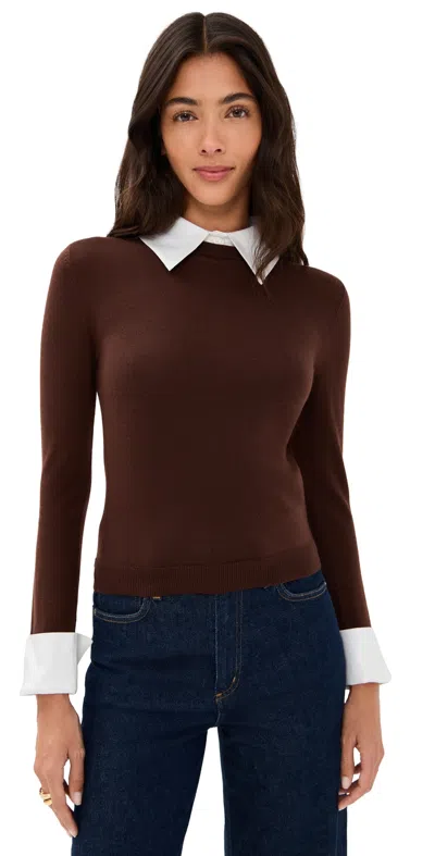 ALICE AND OLIVIA CAROLANN PULLOVER DARK CHOCOLATE