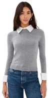 Alice And Olivia Carolann Pullover Medium Heather Grey In Gray