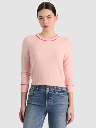 Alice And Olivia Coralann Tipping Crew-neck Sweater In Pink