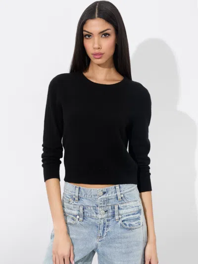Alice And Olivia Carolann Shrunken Pullover In Black