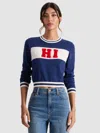 Alice And Olivia Carolann Shrunken Pullover In Blue