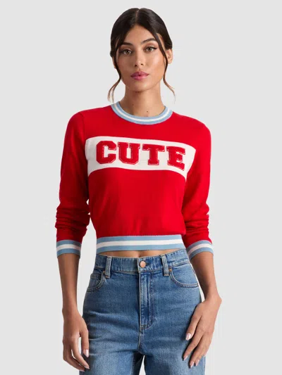 Alice And Olivia Carolann Shrunken Pullover In Multi
