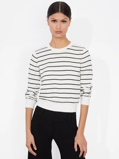 Alice And Olivia Carolann Shrunken Pullover In Soft White/black