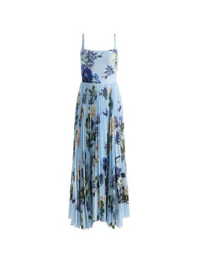 Alice And Olivia Carolyn Soft Square Neck Pleated Maxi Dress In Multi