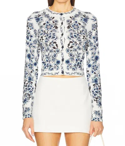 Alice And Olivia Carson Cardigan In Soft White Mulit In Multi