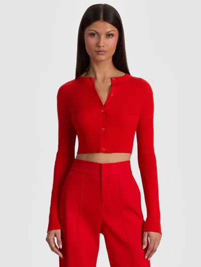 Alice And Olivia Carson Cardigan In Red