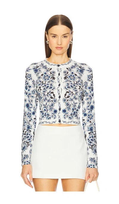 Alice And Olivia Carson Cardigan In Soft White Multi