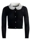 Alice And Olivia Ciara Short Sleeve Pullover With Collar In Black