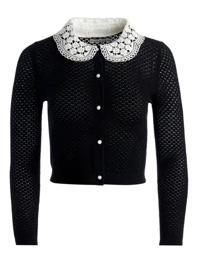 ALICE AND OLIVIA CROCHET-COLLAR CARDIGAN