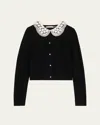 Alice And Olivia Carson Collared Cardigan In Black