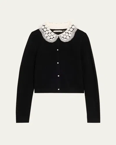 Alice And Olivia Carson Collared Cardigan In Black