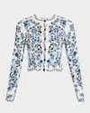 Alice And Olivia Carson Floral Cardigan In Soft White Multi