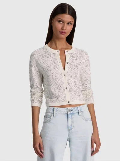 Alice And Olivia Carson Embellished Cardigan In Soft White