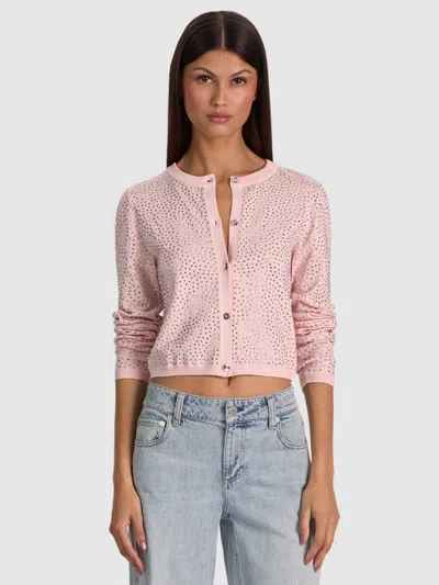 Alice And Olivia Carson Embellished Cardigan In Pink