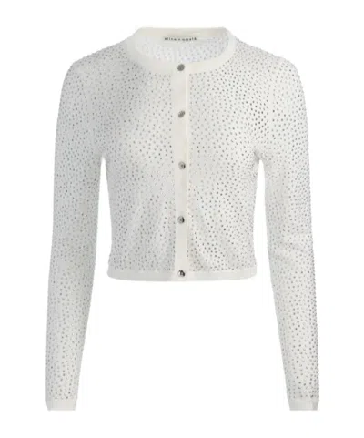 Alice And Olivia Carson Embellished Cardigan In White