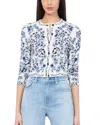 Alice And Olivia Carson Floral Cardigan In Soft White Multi