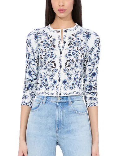 Alice And Olivia Carson Floral Cardigan In Soft White Multi