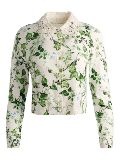 ALICE AND OLIVIA CARSON LACE-COLLAR CARDIGAN