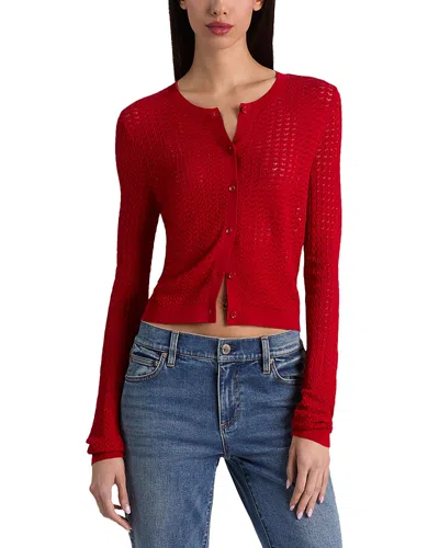 Alice And Olivia Carson Pointelle Cardigan In Red