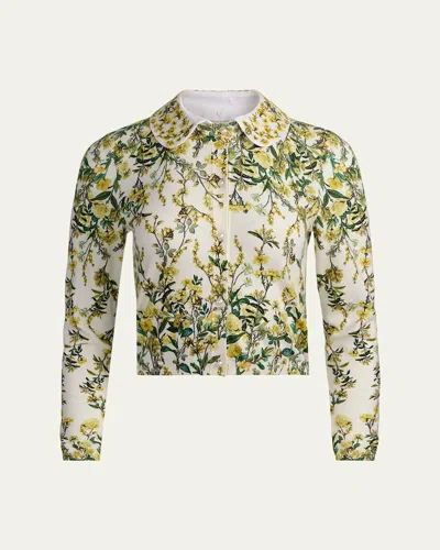 Alice And Olivia Carson Printed Cardigan In White