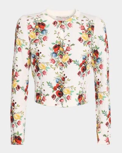 Alice And Olivia Carson Printed Cardigan In Multi