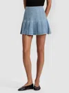 Alice And Olivia Carter Pleated Denim Mini Skirt In Blue