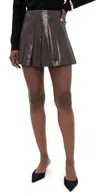 Alice And Olivia Carter Faux Leather Mini Skirt Dark Chocolate In Brown