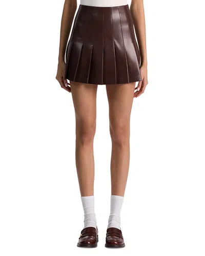 Alice And Olivia Carter Faux Leather Skirt In Burgundy