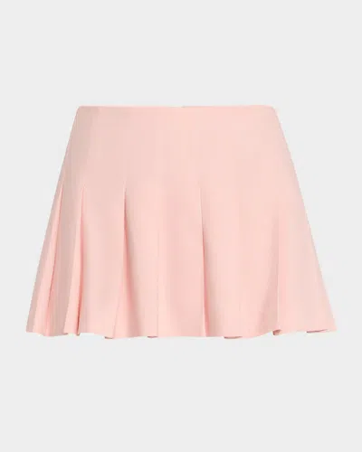 Alice And Olivia Carter Low-rise Pleated Mini Skirt In Pink Bloom