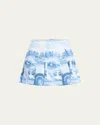 Alice And Olivia Carter Pleated Printed Crepe Mini Skirt In Chateau
