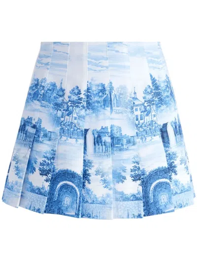 Alice And Olivia Carter Pleated Mini Skirt In Light Blue