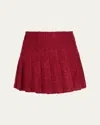 Alice And Olivia Carter Stitch Pleat Mini Skirt Oxblood In Burgundy