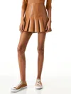 Alice And Olivia Carter Vegan Leather Pleated Mini Skirt In Camel